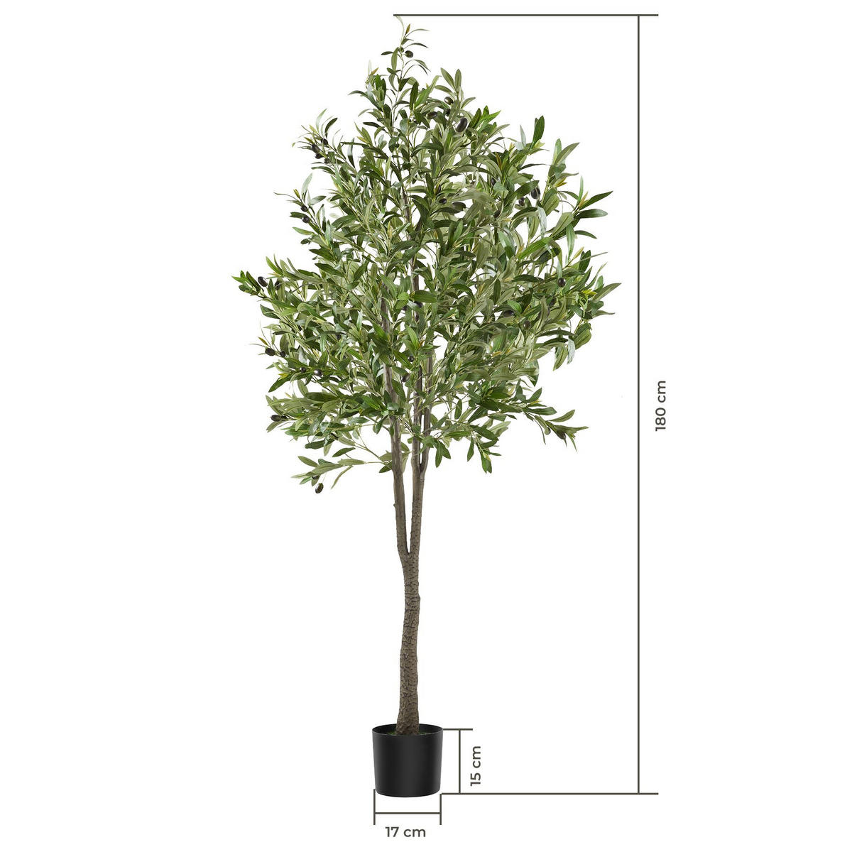 KÜNSTLICHER OLIVENBAUM Oleand, stabiler Kunststoff Blumentopf, grün - Grün, Kunststoff (180cm) - tectake