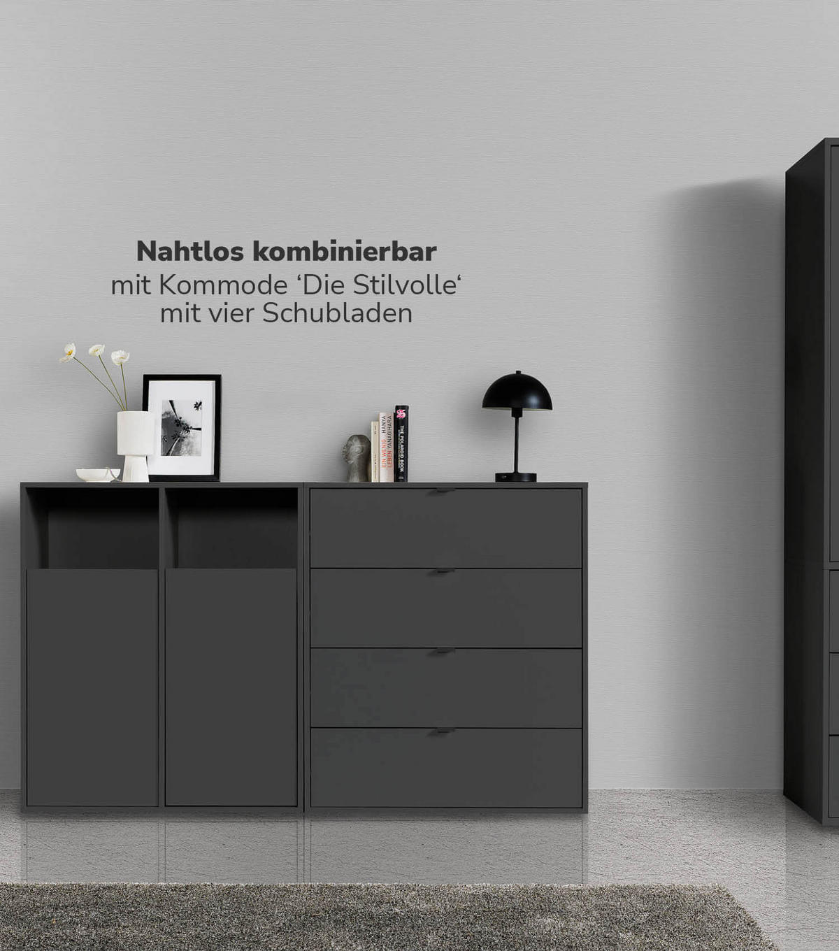 WÄSCHESCHRANK Der Wäschehüter - Schwarz, Holzwerkstoff (80/95/40cm) - Mokebo
