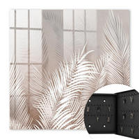 SCHLÜSSELBOX Schwarz 30x30 cm- Türöffnung nach rechts - Blätter der Eleganz - Beige, Metall (30/30/5cm) - TULUP