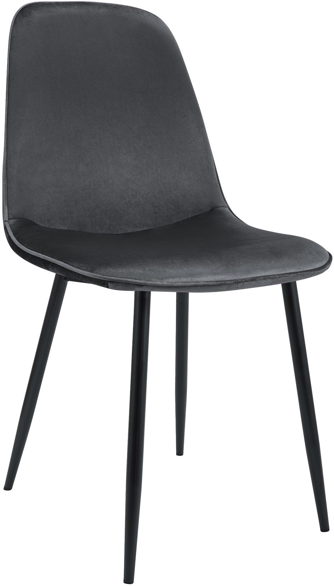 ESSZIMMERSTUHL Samt Dunkelgrau - Dunkelgrau/Schwarz, Textil/Metall (45/88/54cm) - CLP