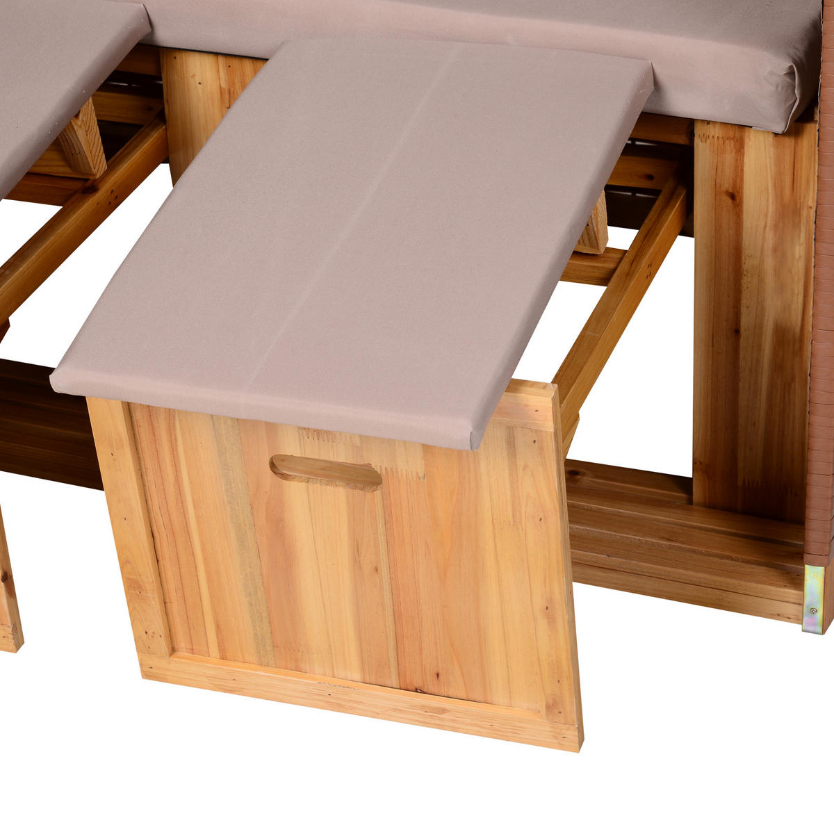 STRANDKORB DE-06670 neigbare Rücklehne & Fußstützen Beige - Beige, Holz/Kunststoff (118/150/79cm) - ComfortXL