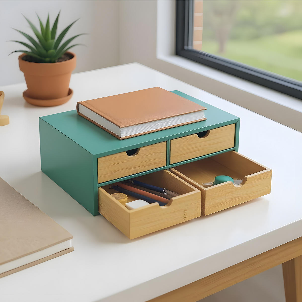 STOLNÍ organizér - různobarevná, dřevo/kompozitní dřevo (21/33/14cm) - Relaxdays