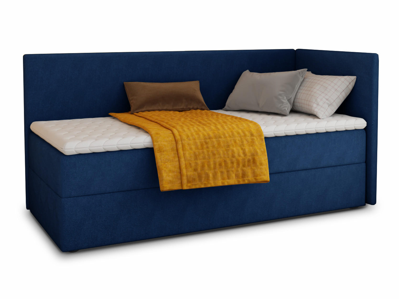 BOXBETT Flame - 100x200 - blau (Kronos 09, Velvet - Kronos) - Blau/Schwarz, Holz/Holzwerkstoff (100/200cm) - Sofnet