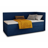 BOXBETT Flame - 100x200 - blau (Kronos 09, Velvet - Kronos) - Blau/Schwarz, Holz/Holzwerkstoff (100/200cm) - Sofnet