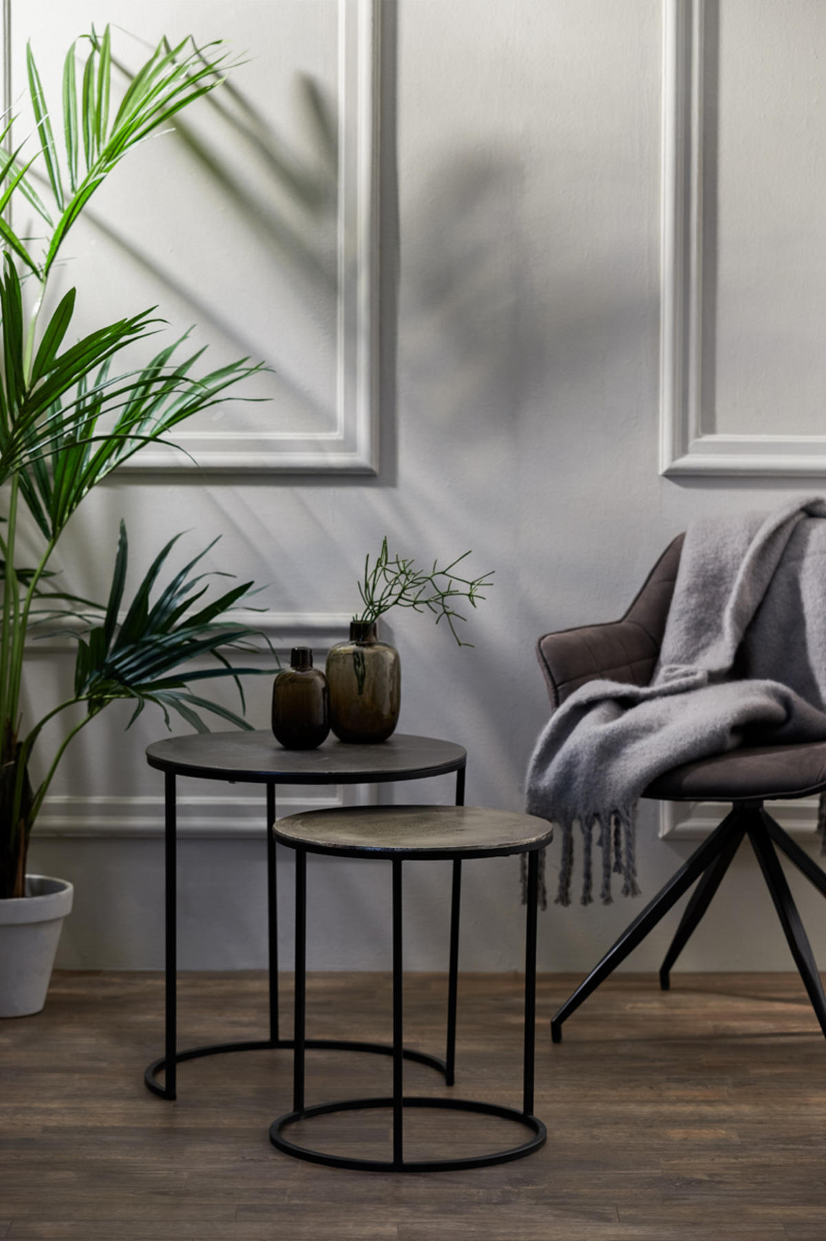 BEISTELLTISCH Talca Silber Ø49/50,5 cm 2er-Set - Anthrazit/Silberfarben, Metall (49/49/50.5cm) - Light & Living