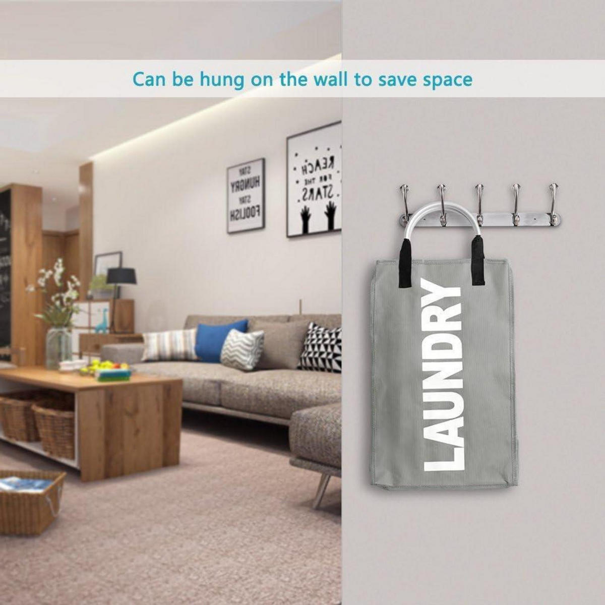 WÄSCHEKORB faltbar 33x23x53 cm Grau - Grau, Textil (23/53/32cm)