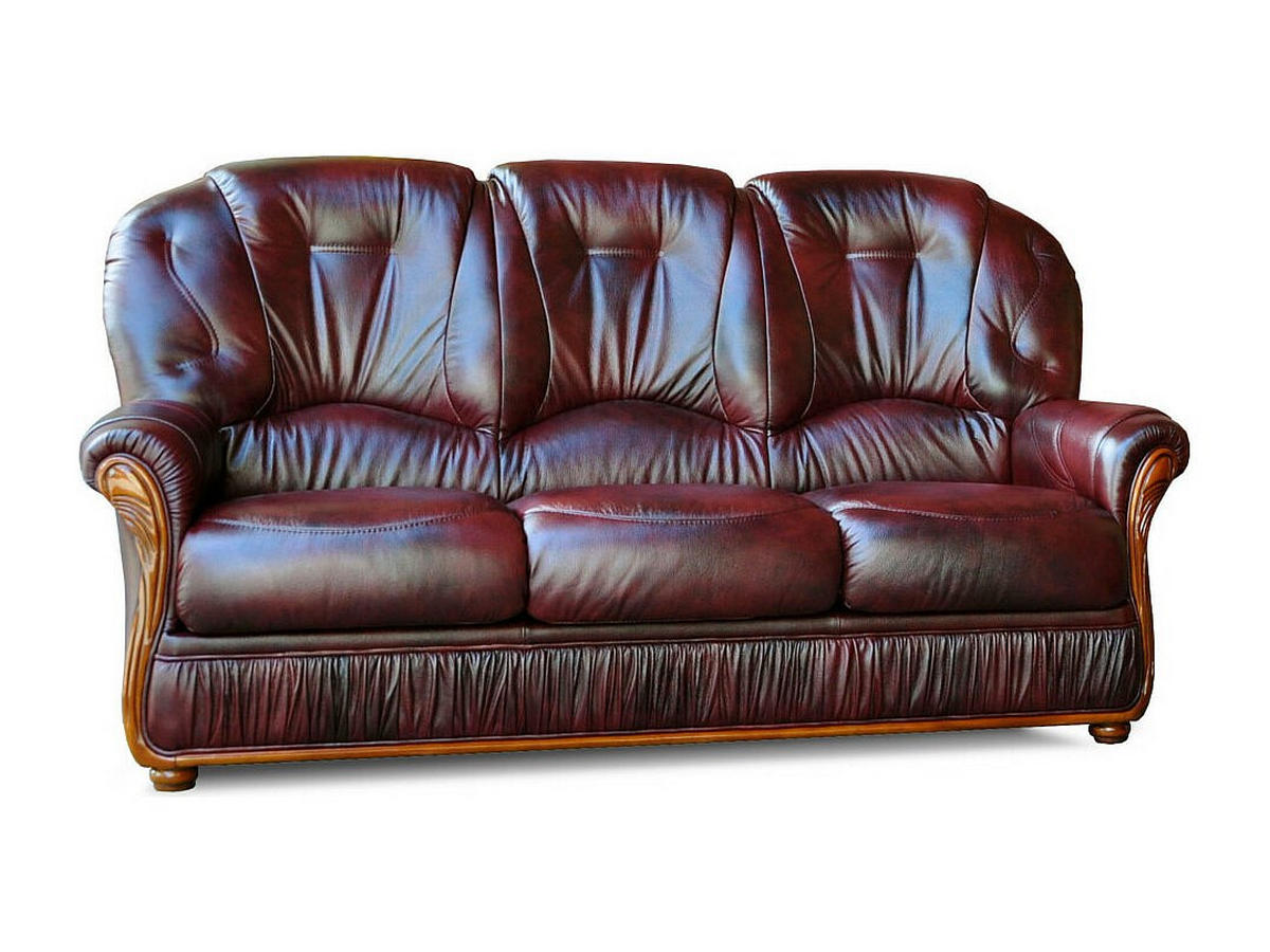 COUCHGARNITUR mit Sessel - 4 Personen - Leder - Bordeaux - DAPHNE - Bordeaux, Leder (83/97/91cm) - Vente-Unique