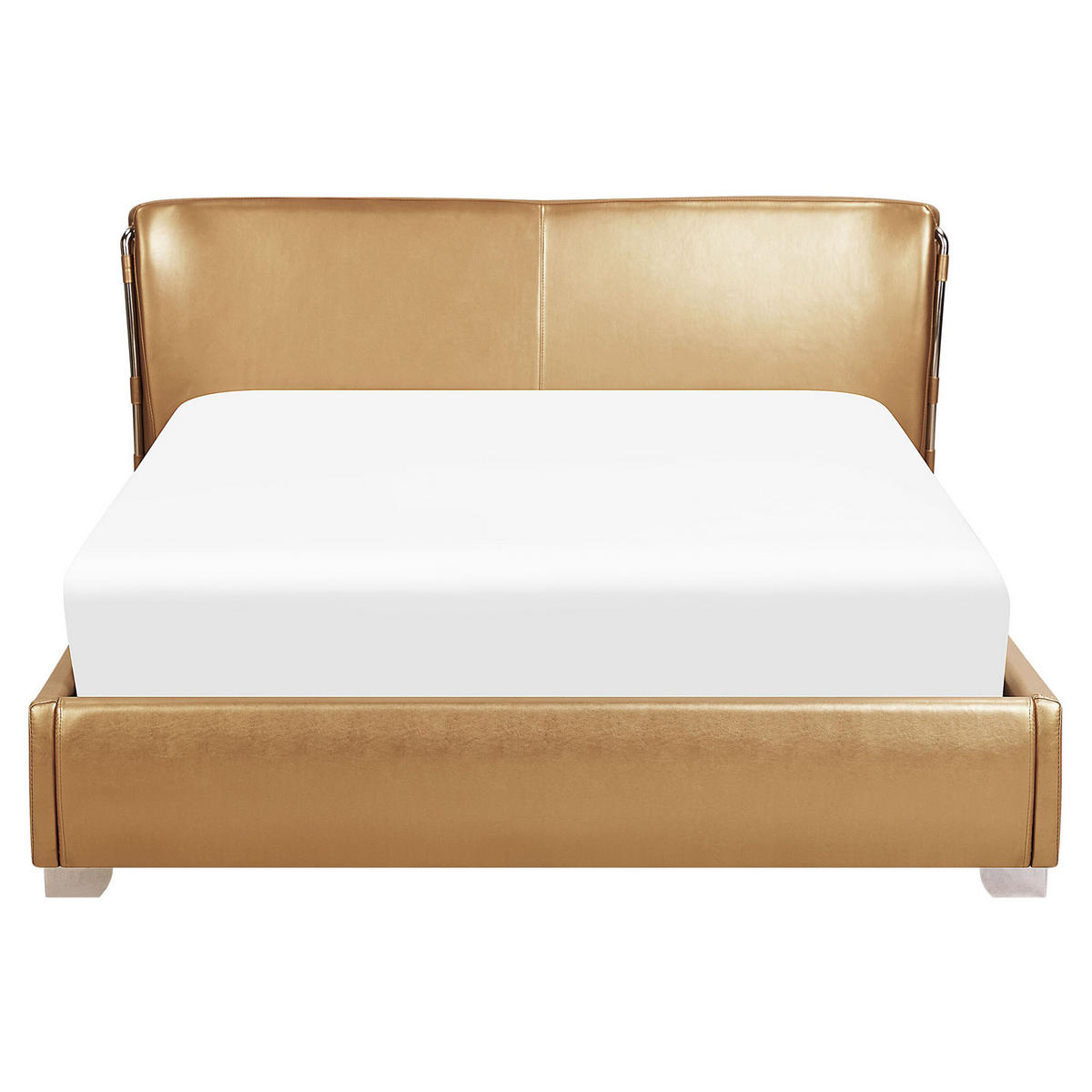 LEDERBETT 160/200cm Gold Paris - Goldfarben, Leder (160/200cm) - Beliani
