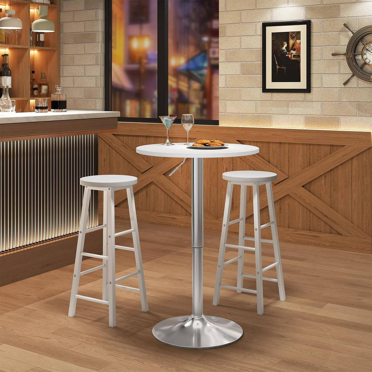 BARTISCH Stehtisch, Bistrotisch aus MDF Metall, 60x60x91cm - Weiß, Holzwerkstoff/Metall (60/60/91cm) - Woltu