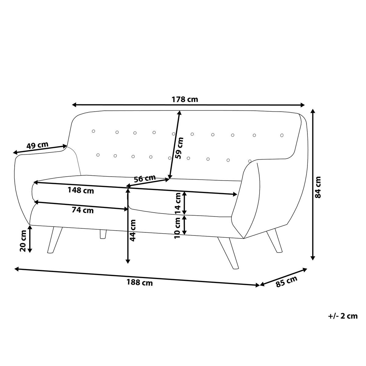 3-SITZER-SOFA Samtstoff Smaragdgrün Bodo - Hellgrün, Textil (188/84/85cm) - Beliani