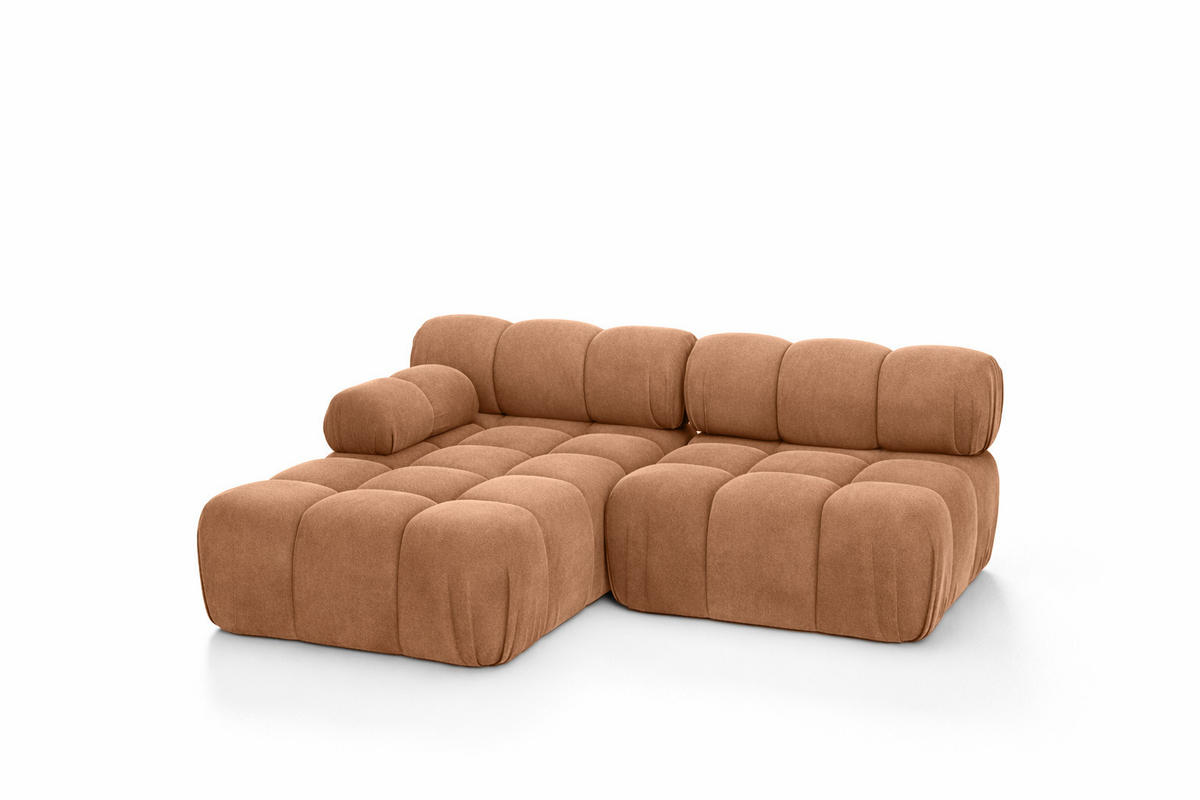 ECKSOFA L-Form Mini II Modular, Veloursstoff Salvador, Dunkelbeige, Links, Selia - Beige, Holz (190/160cm) - Kaiser Möbel