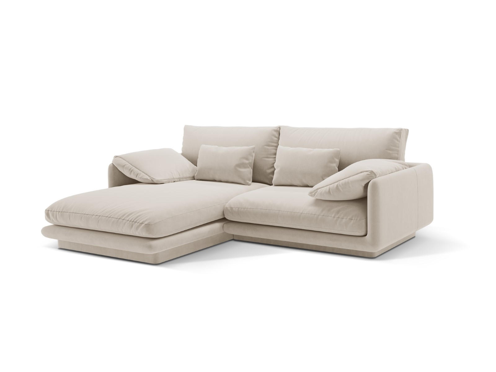 ECKSOFA links Torino aus Samt ecru 3 Sitzplätze - Ecru, Textil (170/220cm) - Micadoni