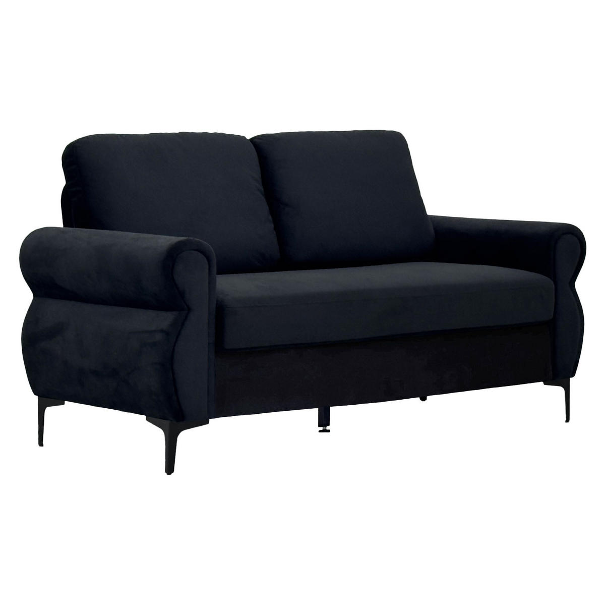 SOFA 2-Sitzer 173,5 cm Kurzflorstoff Schwarz - Schwarz, Holzwerkstoff (173.5/92/81cm) - Meubliv