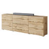 TV-LOWBOARD Vera 180 mit weißer LED Beleuchtung - Silberfarben/Eiche Wotan, Holzwerkstoff/Kunststoff (180/62/35cm) - MIRJAN24