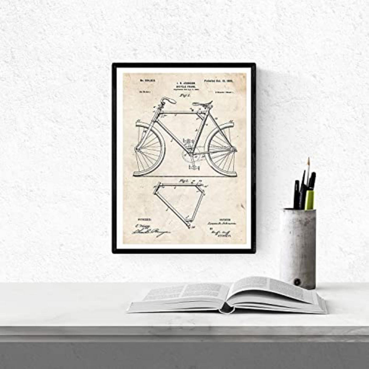 POSTER Set mit 4 Jahrgang Fahrrad Patent A4 Rahmenlos - Klar, Papier (29.7/3cm) - Nacnic