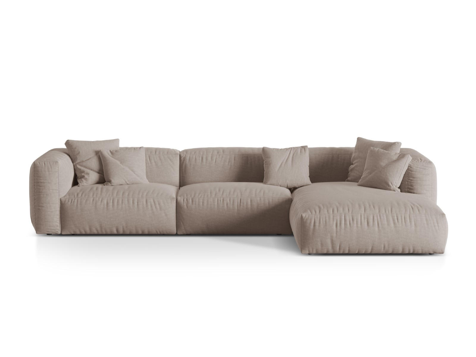 ECKSOFA modular rechts Martina aus strukturiertem Stoff dunkelbeige 3 Sitzplätze - Mokka, Textil (176/332cm) - Micadoni