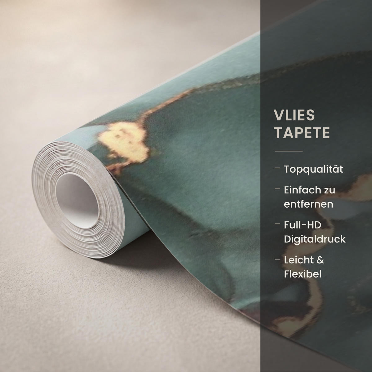 TAPETE - Gold - Marmor - Grün - Luxus - Marmoroptik - Grau - 450x220 cm - Grün, Papier (450/220cm) - OnlyWow