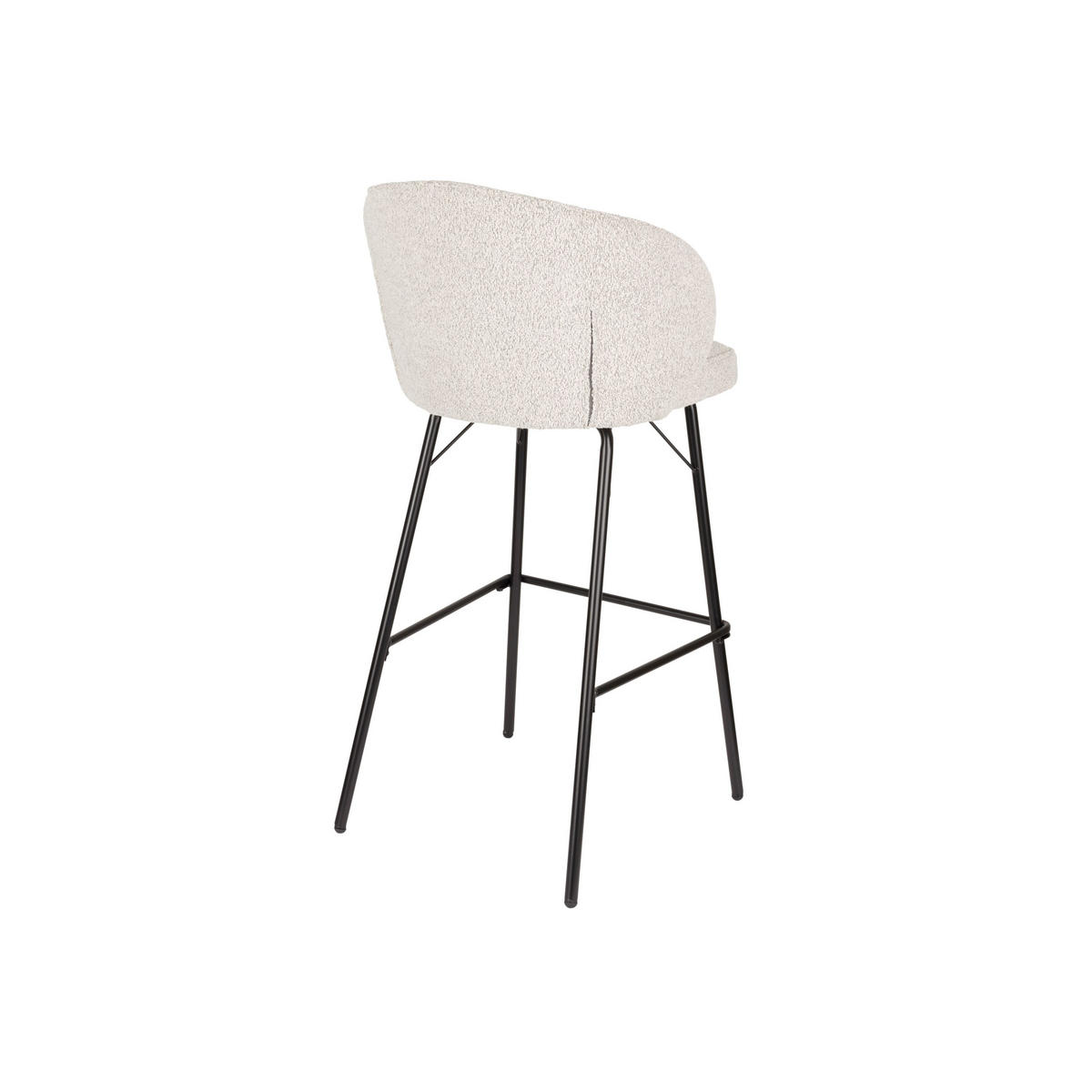 BARHOCKER Joa mit Rückenlehne 75 cm Bouclé Beige - 2 er Set - Beige, Kunststoff (52/100/50cm) - Housecraft Living