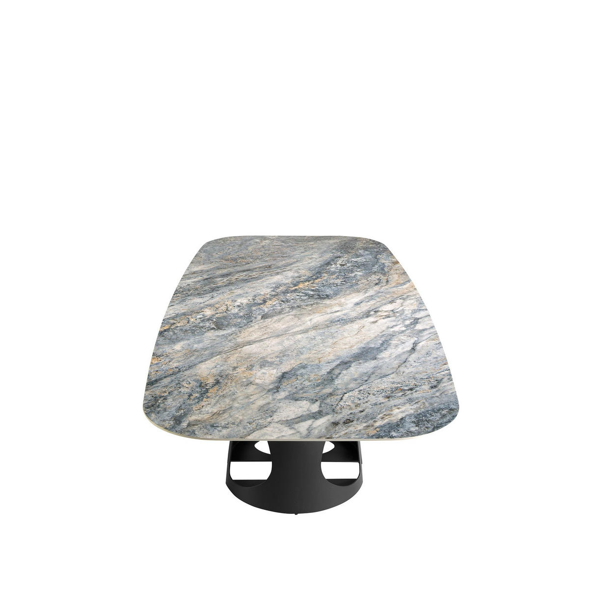 ESSTISCH Esstisch ovales Fass porzellanmarmor aus schwarzer Epoxidstahl Ø238/110/76 cm - Blau/Schwarz, Stein (110/238/76cm) - ANGEL CERDA