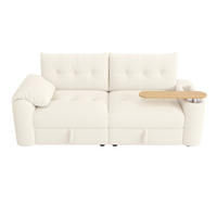 3-SITZER SOFA teddy beige modular 207cm mit stauraum tisch - Beige, Textil (207.5/87/80cm) - Urban Meuble