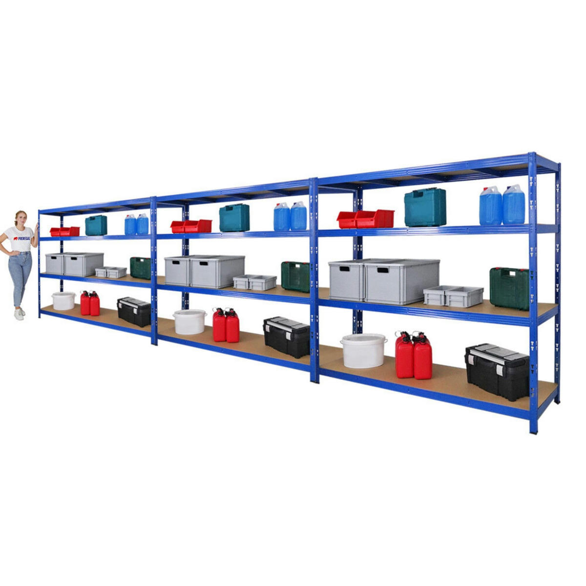SCHWERLASTREGAL Goliath 3er-Set mit 3x 180x200x60 cm Fachlast 350 kg Blau - Blau, Metall (600/180/60cm) - PROREGAL