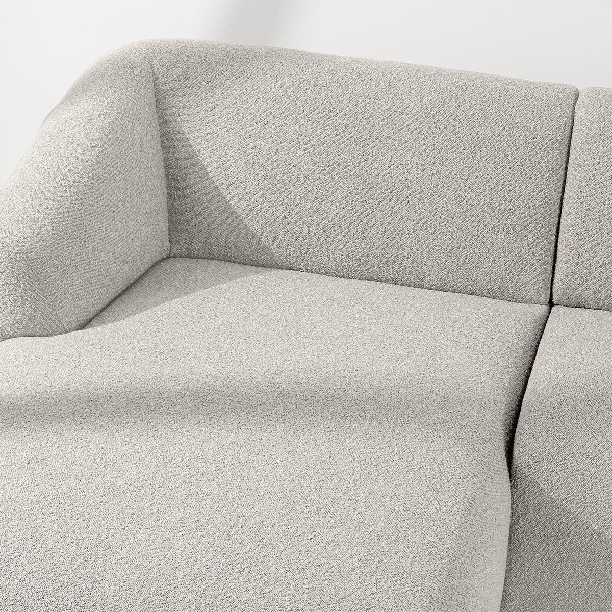 ECKSOFA LINKS VIRA, Weiß, Bouclé - Schwarz/Weiß, Holz/Holzwerkstoff (300/160cm) - KONSIMO®