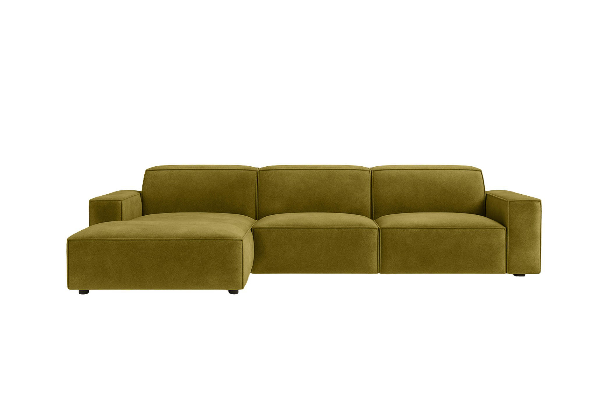 ECKSOFA Cursal L-Form, Stoff Salvador, Olive, Links - Olivgrün, Holz (284/166cm) - Kaiser Möbel