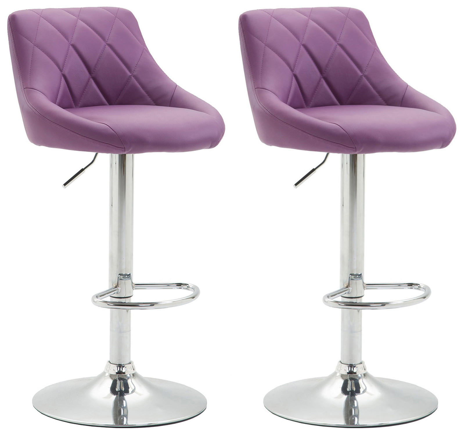 BARHOCKER Lazius, 2er Set, Gestell Metall in Chromoptik, Kunstleder Lila - Chromfarben/Lila, Kunststoff/Textil (46/100/49cm) - TPFLiving