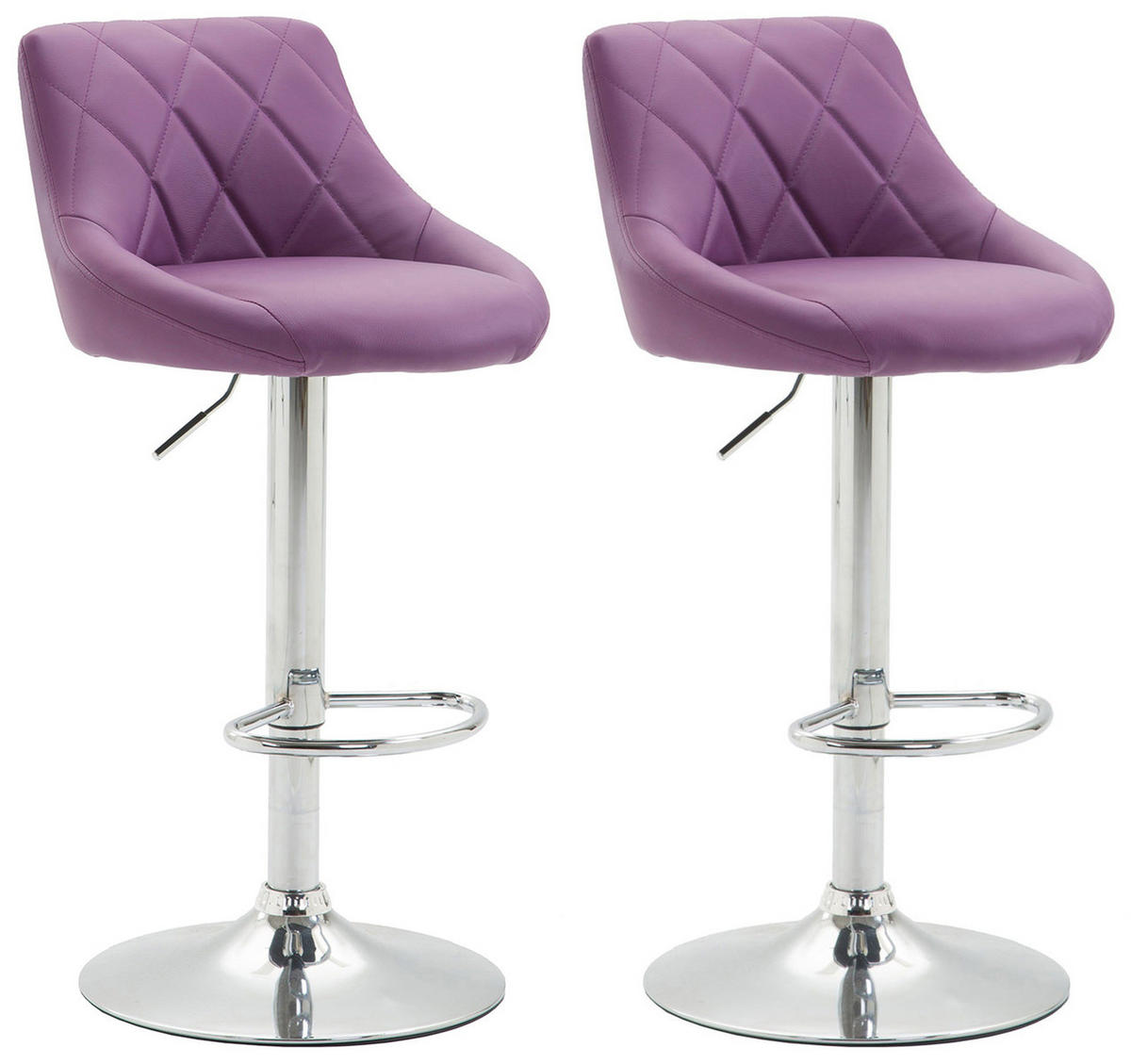 BARHOCKER Lazius, 2er Set, Gestell Metall in Chromoptik, Kunstleder Lila - Chromfarben/Lila, Kunststoff/Textil (46/100/49cm) - TPFLiving