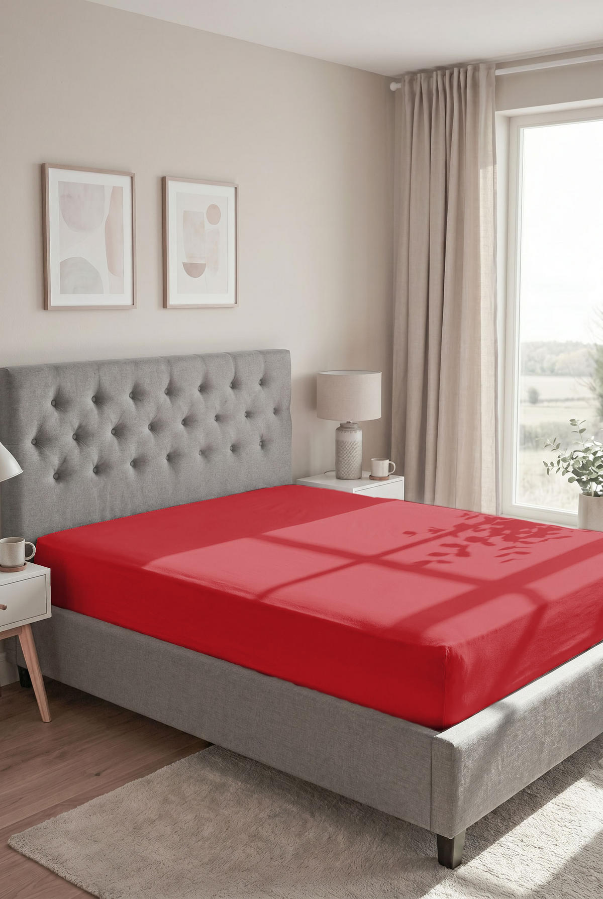 SPANNBETTTUCH Premium Frottee rot, 140x200 cm - 160x200 cm - Rot, Textil (160/200cm) - biberna