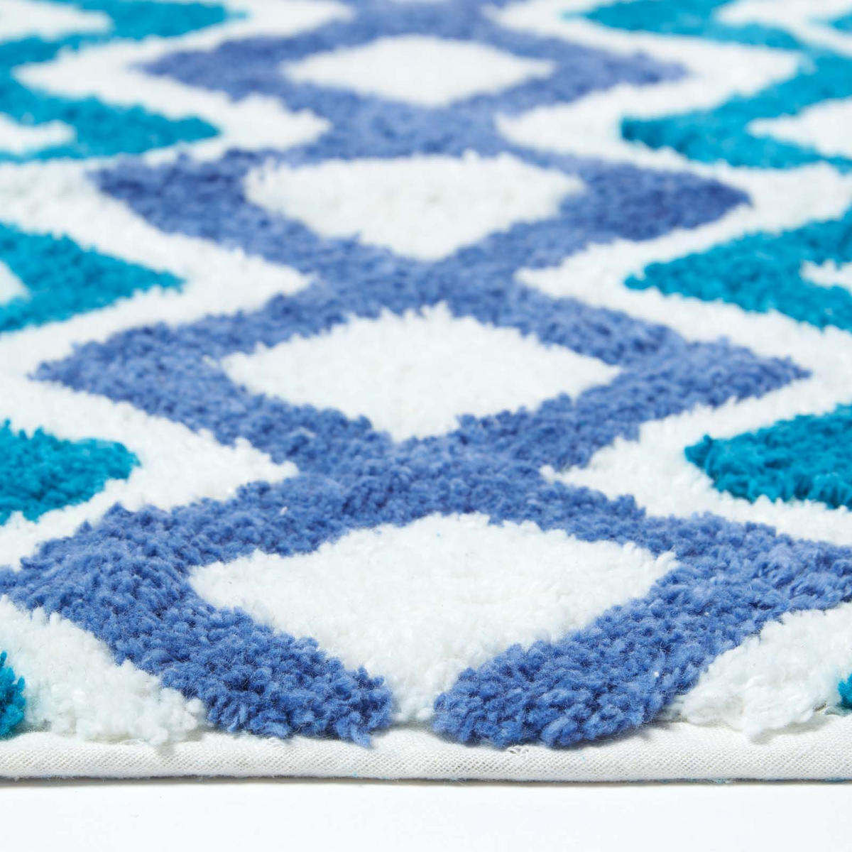 BADEMATTE 50/80 cm Chevron-Muster, Baumwolle - Blau, Textil (50/80cm) - Homescapes