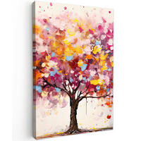 LEINWANDBILD Aquarell - Baum - Kunst - Abstrakt Deko Groß 90x140 cm - Rosa, Textil (90/140cm) - MuchoWow