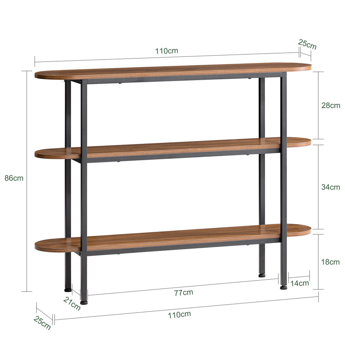 KONSOLENTISCH Natur - Braun, Holzwerkstoff (25/110/86cm) - SoBuy