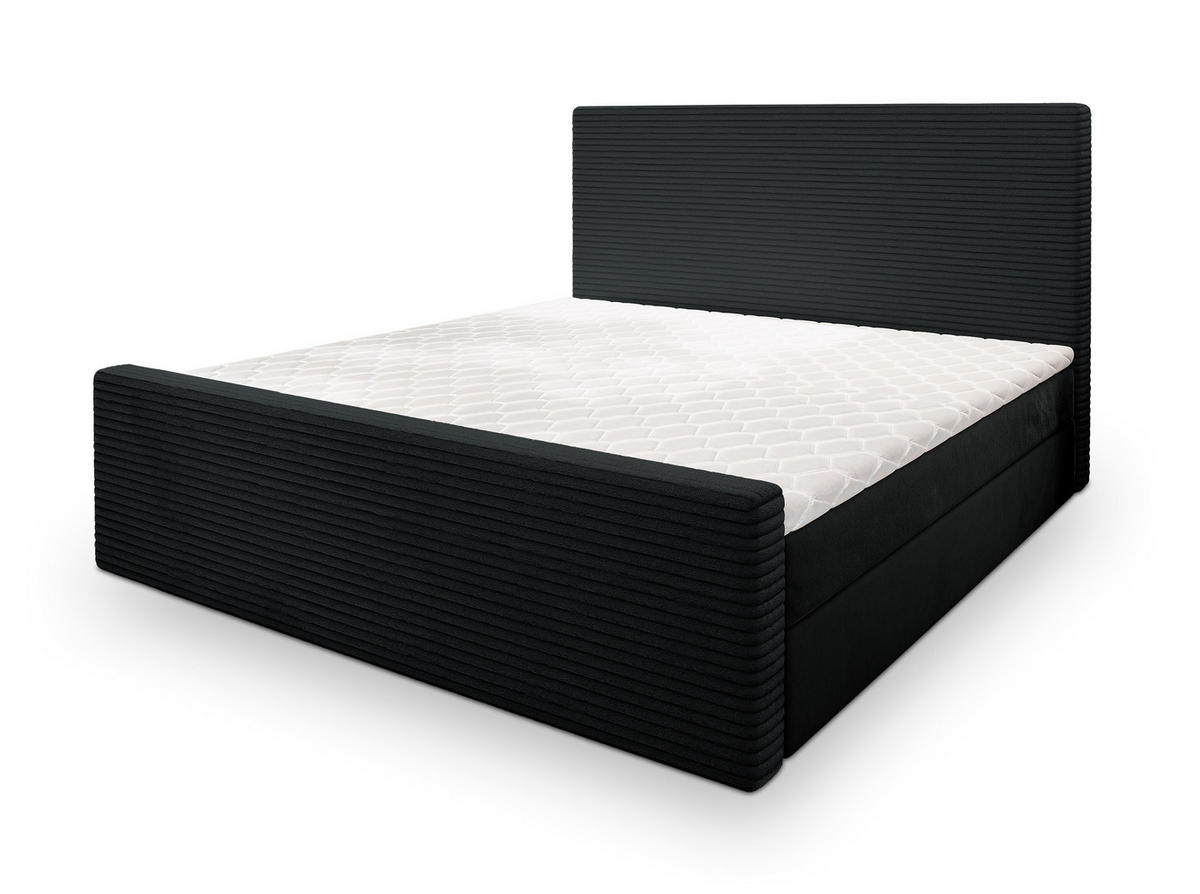 BOXBETT ALORIA 160x200 cm mit Matratze und Topper - Schwarz - Schwarz, Holz (160/200cm) - MASSENO