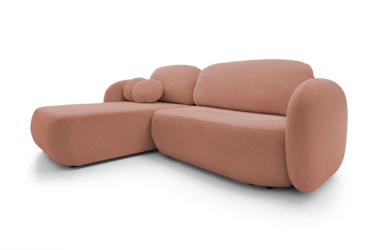 ECKSOFA OLIO L-Form Schlaffunktion mit Bettkasten, lose Rückenkissen, freistehend, LINKS 174x248 cm Rose - Rosa, Holz/Textil (174/248cm) - DomoHome
