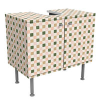 WASCHBECKENUNTERSCHRANK Retro Schachmuster Rose Dunkelgrün 60/55/35 cm - Grün, Holzwerkstoff (60/55/35cm) - Bilderwelten