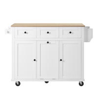 KÜCHENINSEL 112x46.2-76.2x92.7 cm Weiß mit Ausziehplatte & Mülleimer-Fach - Weiß, Holzwerkstoff (112/92.7/76.2cm) - Modfu