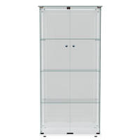 GLASVITRINE mit 2 Türen und LED Vitrinenschrank in Weiß für Sammlungen - Weiß, Glas/Holz (35/155/78.5cm) - PARAFTA HOME