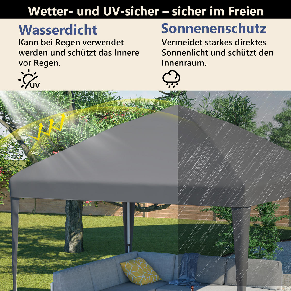 PAVILLON Faltpavillon 3x3 m Grau - Grau, Metall (313/197/313cm) - ComfortXL
