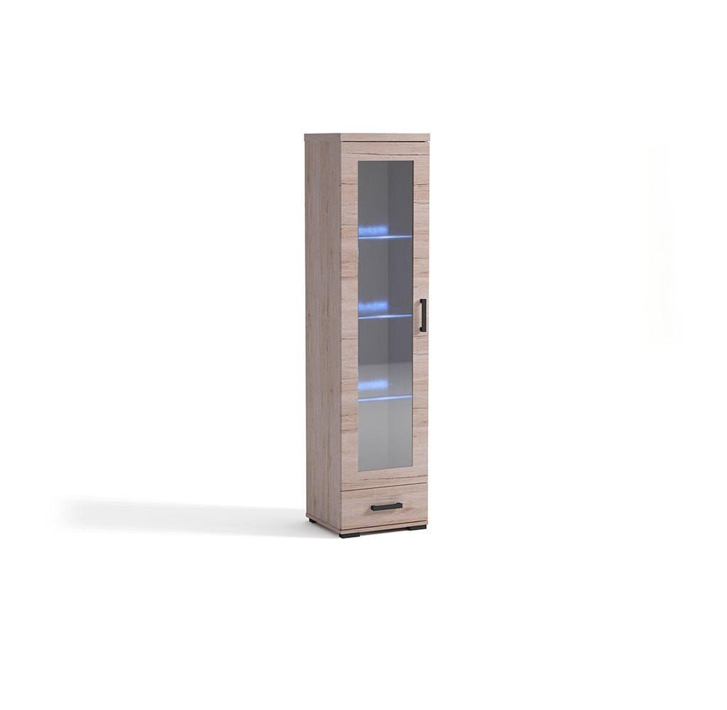 VITRINENSCHRANK LIVORNO 188 x 50 cm Eichefarben - Eichefarben, Holzwerkstoff (50/188/40cm) - MASSENO