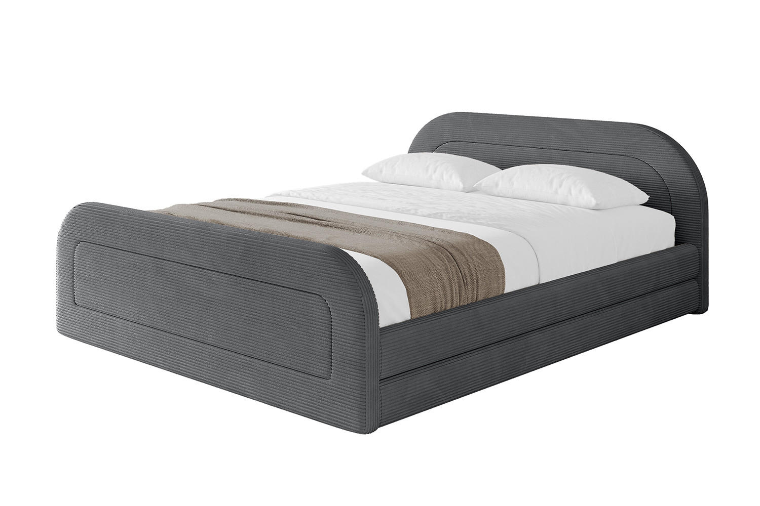 POLSTERBETT mit Bettkasten, Fußteil und Lattenrost, Boxbett mit Matratze H3/H4 - LERIS-v1-Z 180x200 Dunkelgrau - Anthrazit, Holzwerkstoff/Textil (180/200cm) - ALTDECOR