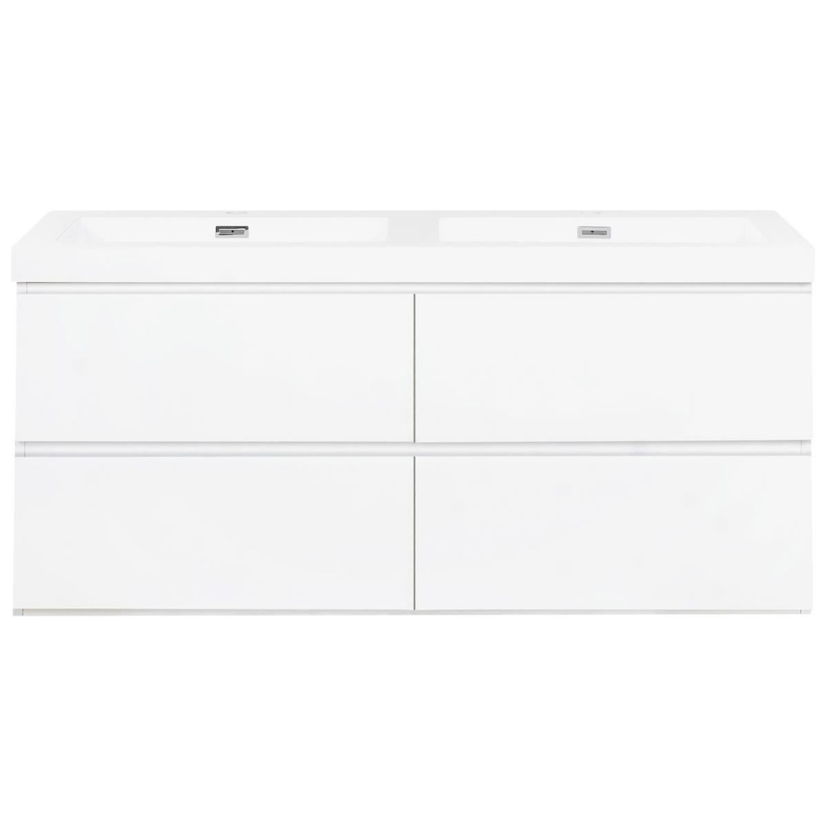 DULAP SUB LAVOAR montat pe perete cu lavoar dublu alb Cardiel - alb, compozit lemnos (120/52/46cm) - Beliani