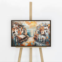 GEMÄLDE Stadt am Meer Schattenfugenrahmen Grau 60x40 cm - Grau, Holz (60/40cm) - YS-art gallery