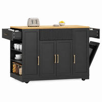 KÜCHENINSEL mit Rollen und Stauraum 120 x 50 x 92 cm Black - Schwarz, Metall (50/92/120cm) - Beauniv