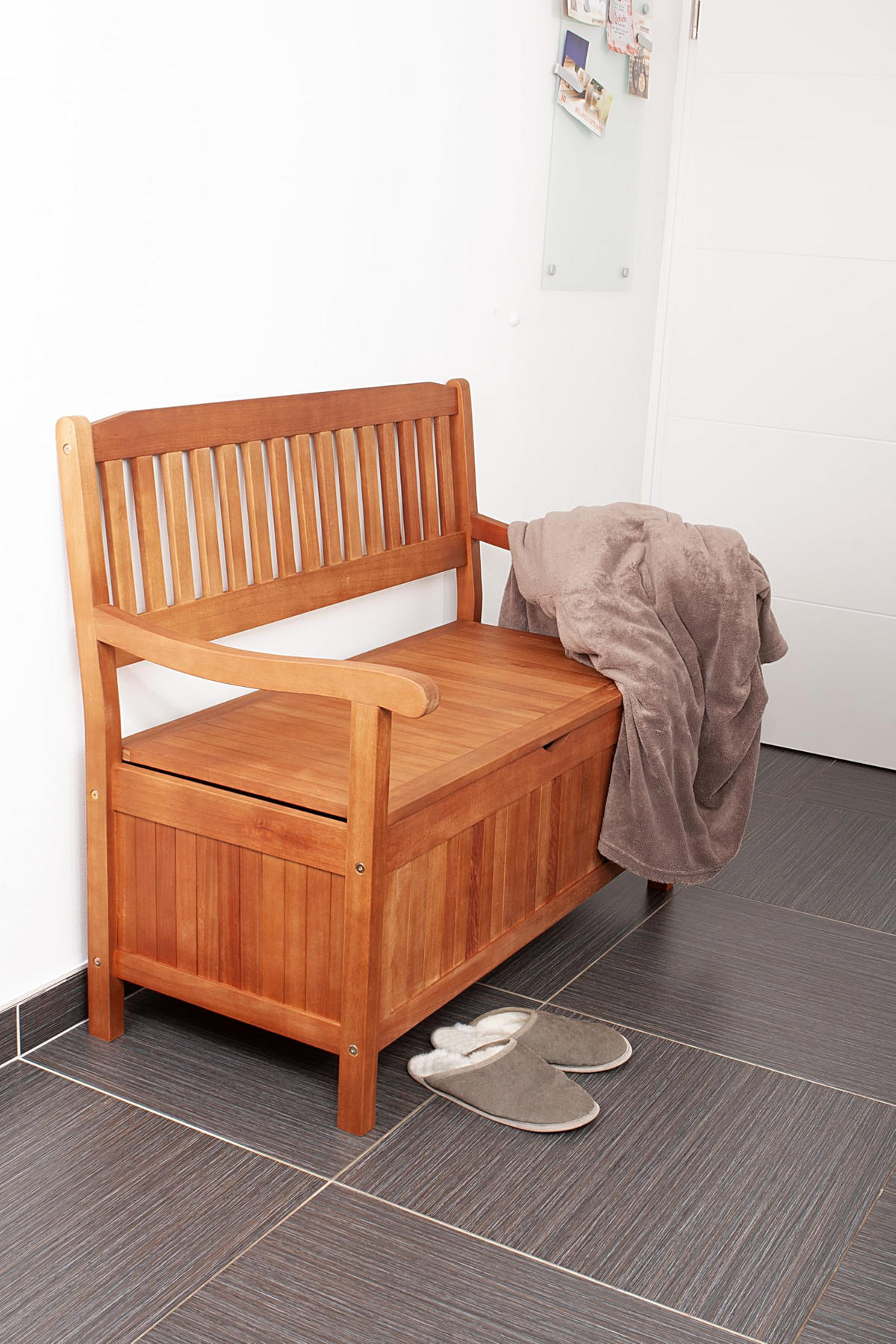 GARTENBANK Rennes 2-Sitzer mit Staufach Terrassenbank - Braun, Holz (107/90/59cm) - DELUKE