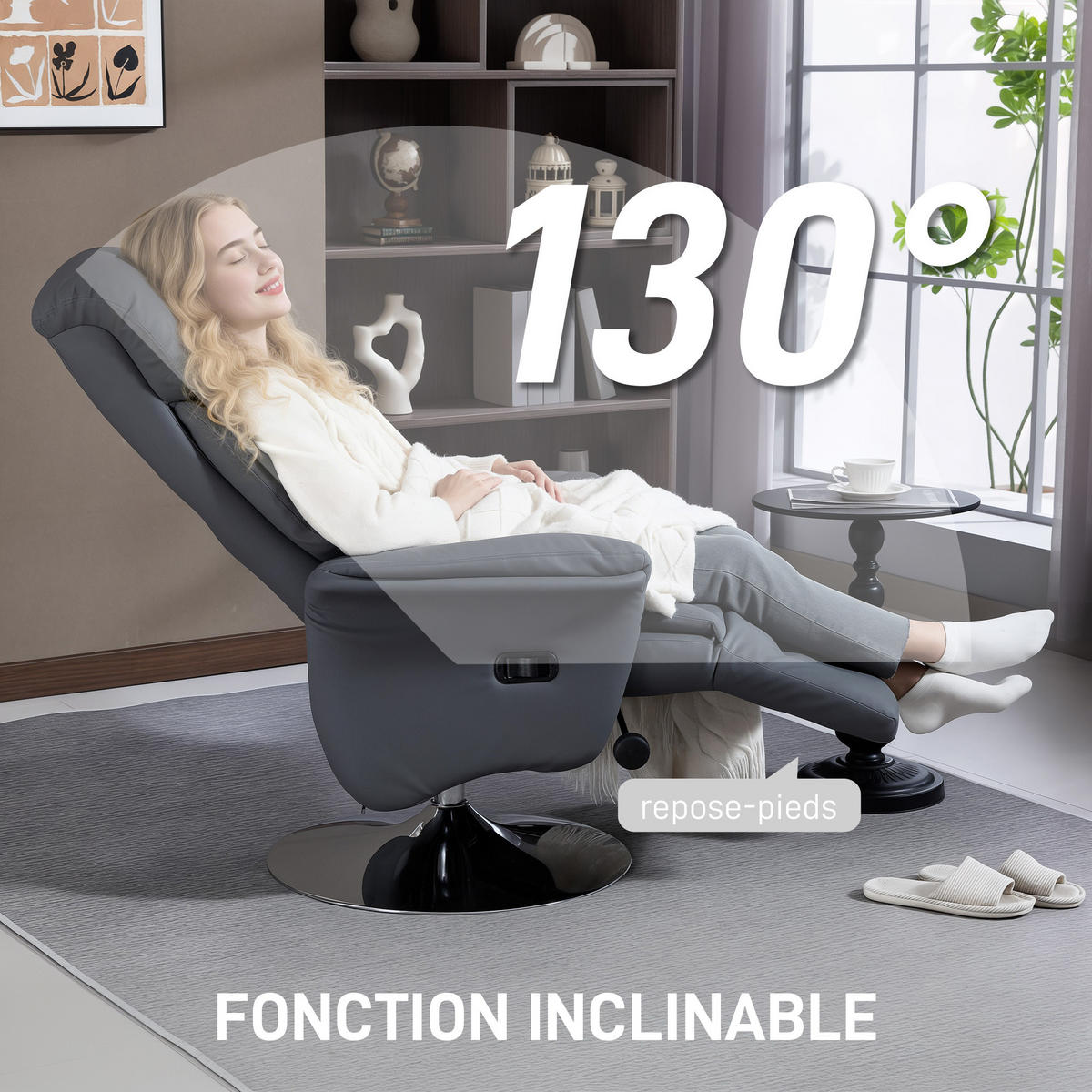 RELAXSESSEL DE-15439 360° drehbar mit 130° Neigung Grau - Grau, Metall (78/109/80cm) - ComfortXL