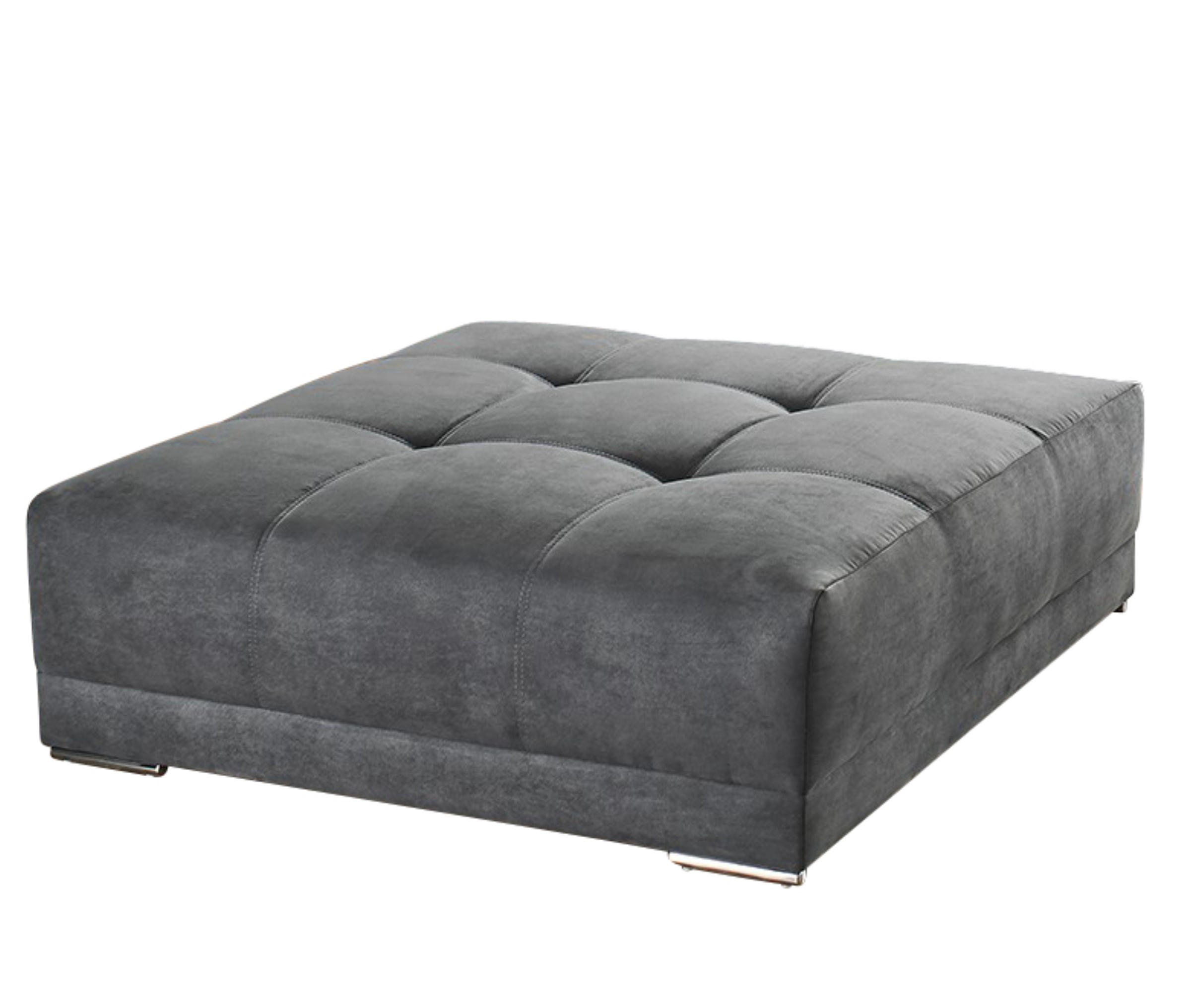 luma-home ČALOUNĚNÁ STOLIČKA XXL s pružinovým jádrem, šířka 120 cm, hloubka 120 cm, výška 39 cm (hodí se k pohovce BIG-SOFA), mikrovlákno, šedá / 1513