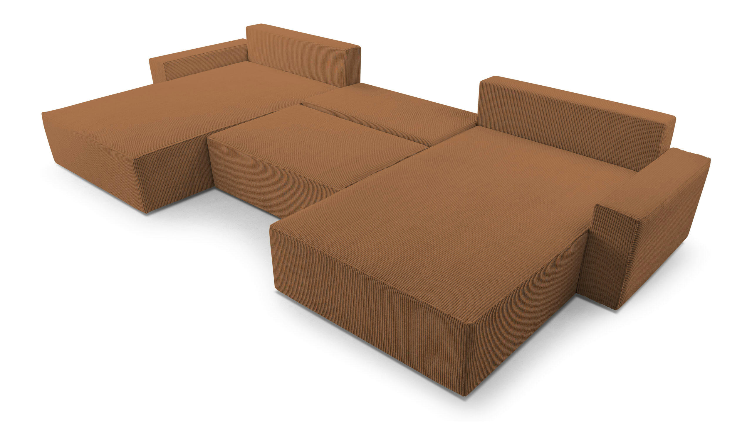 WOHNLANDSCHAFT - Denver U - Orange - Orange, Holz (410/85/200cm) - Möblo