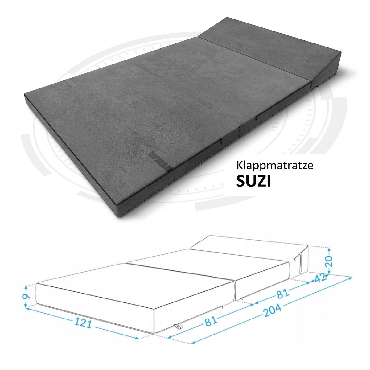 KLAPPMATRATZE SUZI - Graphitfarben, Textil (120/200cm) - FDM