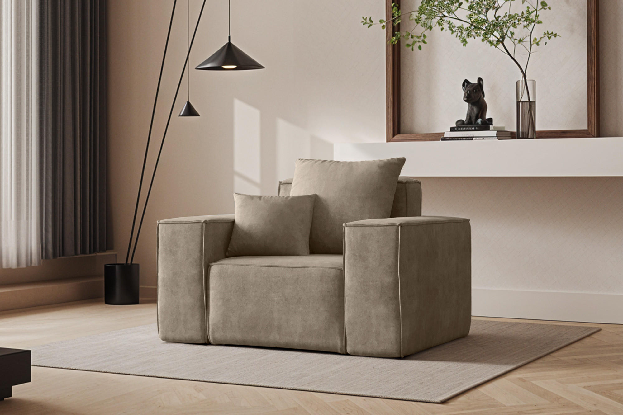 SESSEL ELLA Modern Stoff Noel Beige - Beige, Holz/Textil (90/78/117cm) - Kaiser Möbel